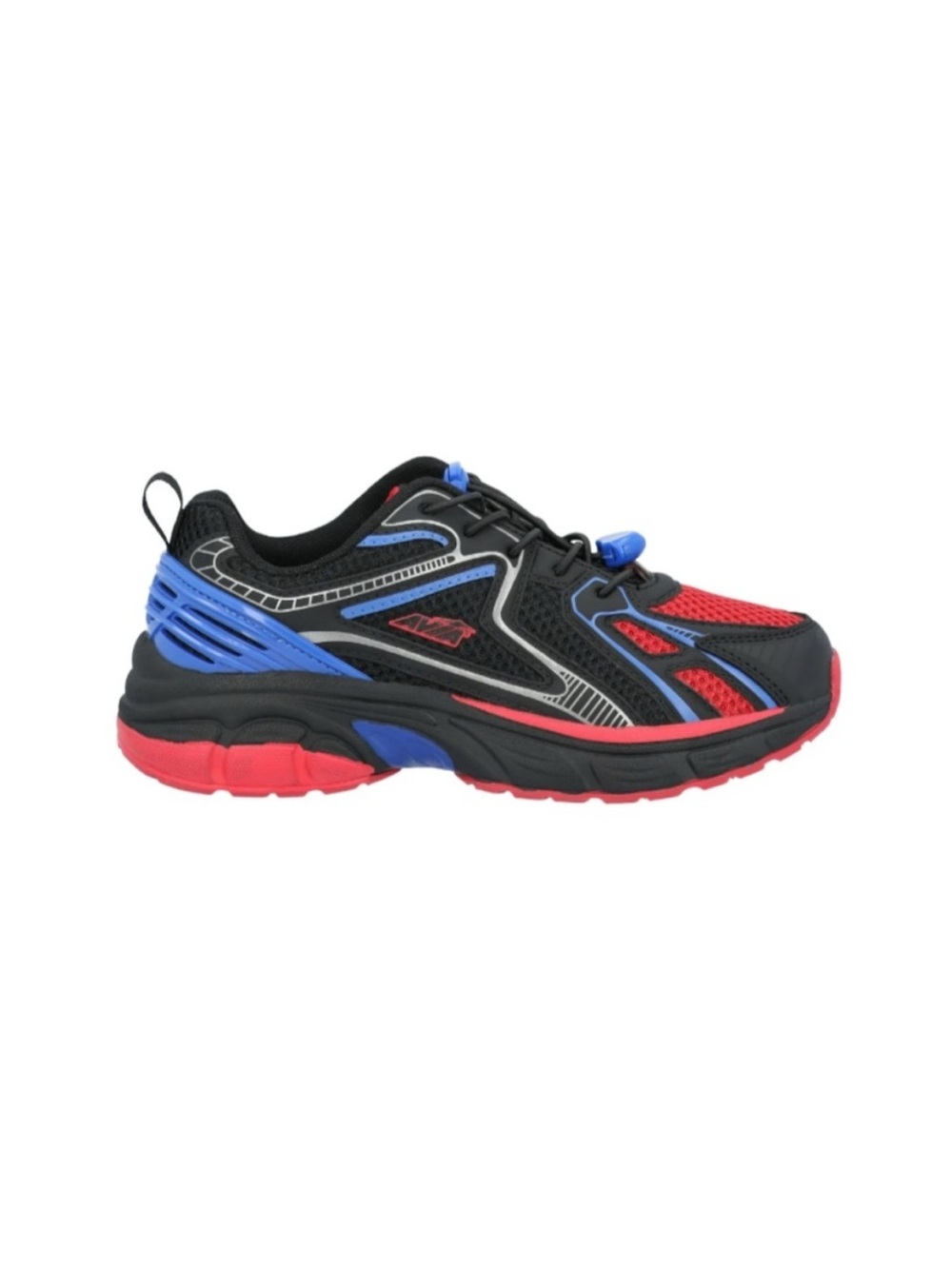 Avia Kids Athletic Running Sneakers in Black, Red & Blue
